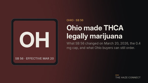 Ohio Hemp Law 2026: SB 56 Made THCA Legally Marijuana: What That Means for Buyers