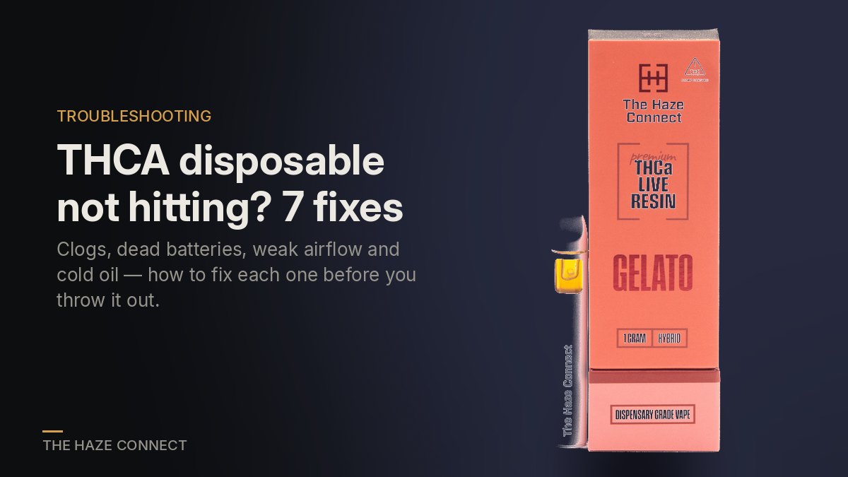 THCA Disposable Not Hitting? 7 Fixes for Clogs, Dead Batteries and Weak Airflow